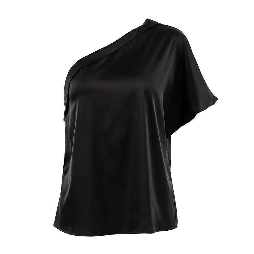 Irregular Collar Matte Color Fashion Tops Women Mijn winkel