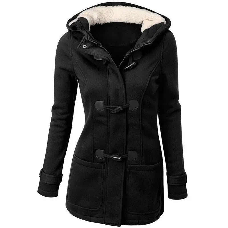 warm winter fur collar jackets women new horn button Long down coat women parka Plus Size female parka hoodies Women Mijn winkel