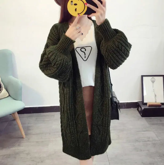 Winter Autumn Long Female Cardigans Latern Sleeve Casual Knitted Poncho Sweaters Mijn winkel