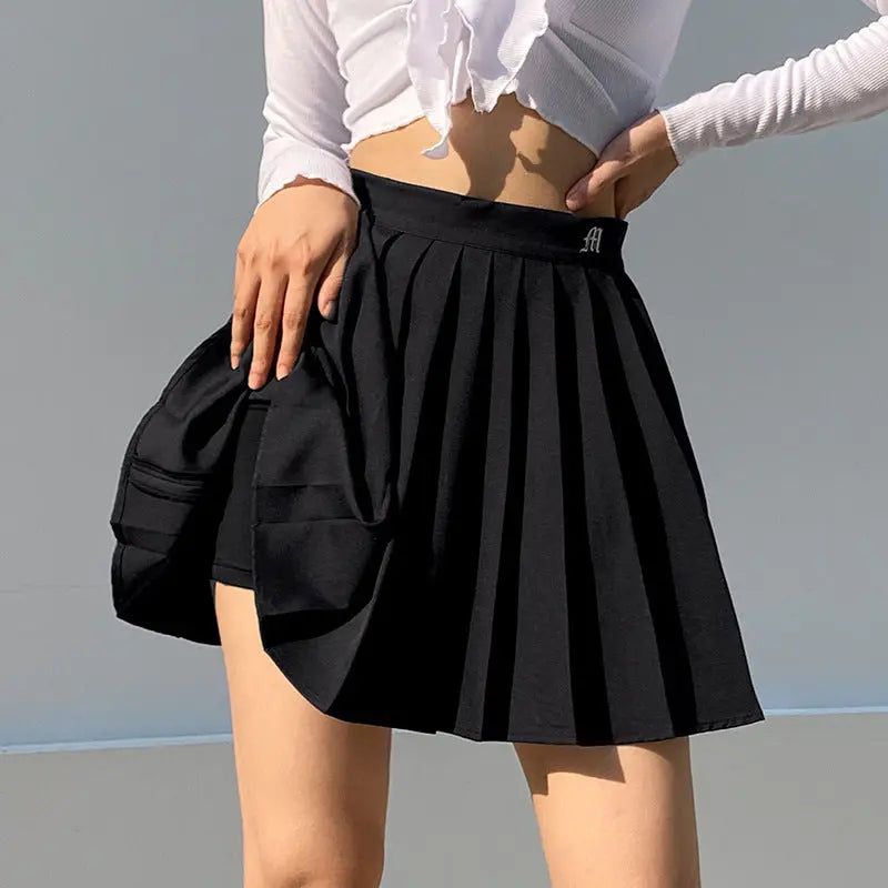 White Pleated Skirt Short Woman Elastic Waist Mini Skirts Mijn winkel