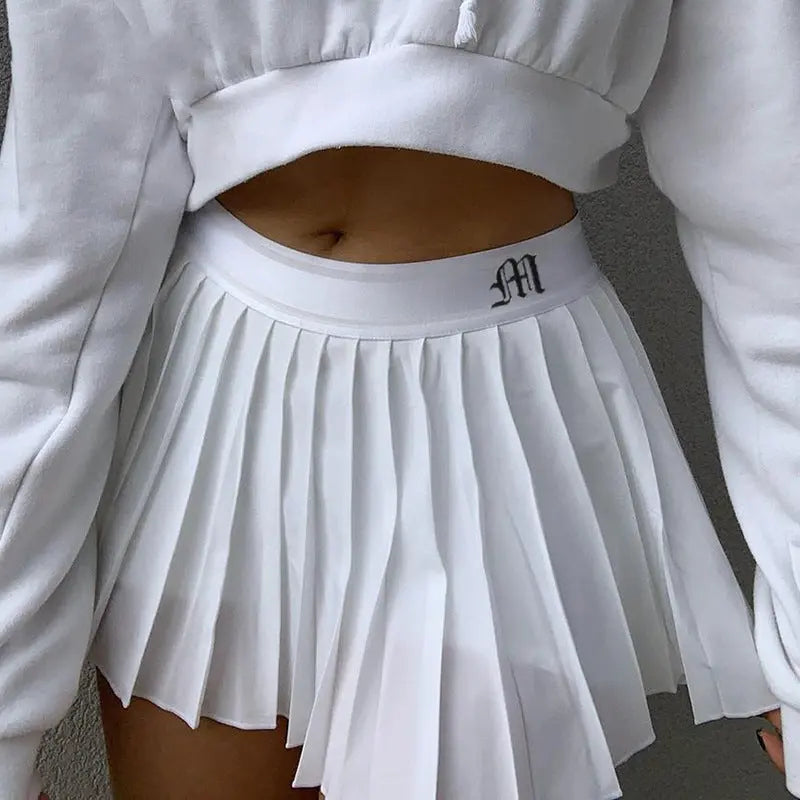 White Pleated Skirt Short Woman Elastic Waist Mini Skirts Mijn winkel