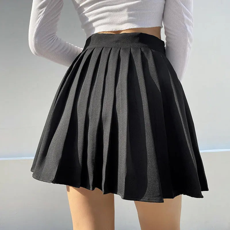 White Pleated Skirt Short Woman Elastic Waist Mini Skirts Mijn winkel