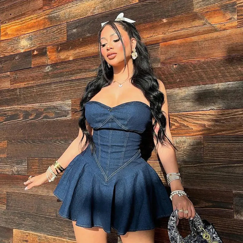 Fashion Tube Top Denim Dress Women Mijn winkel