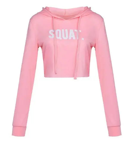 Women Fashion Active Hoodies Long Sleeve Crop Top Letter Print Loose Hooded sudaderas mujer harajuku hoodie sweat femme NEW Mijn winkel
