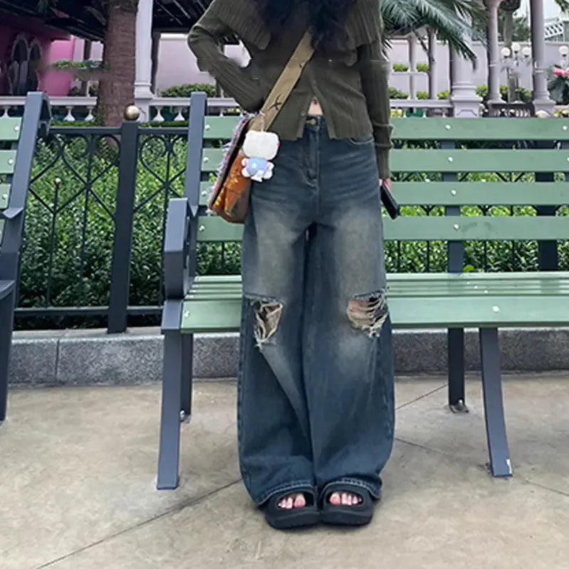 Retro Washed Ripped Jeans For Women Mijn winkel