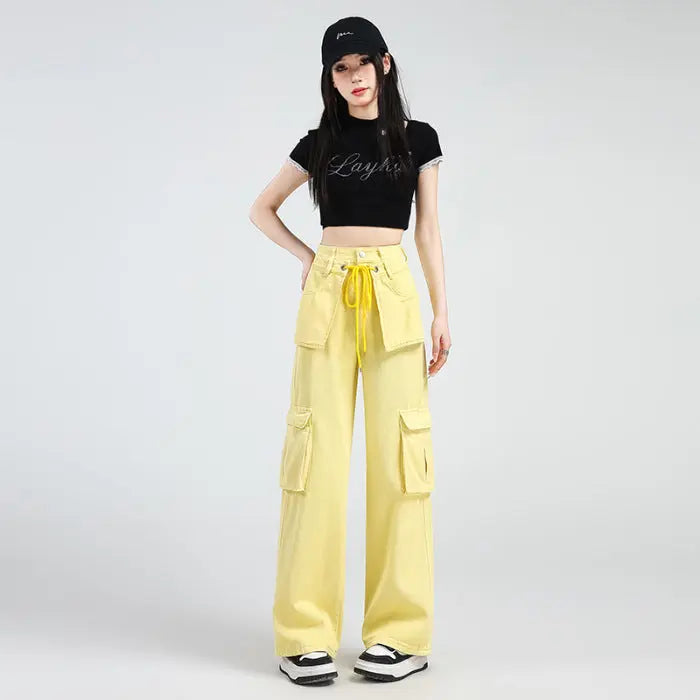Lemon Yellow Overalls Jeans For Women Mijn winkel