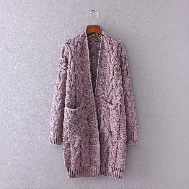 Women's Knit Cardigan Sweater Long SleeveFront Cardigans Loose Sweater With Pockets Mijn winkel