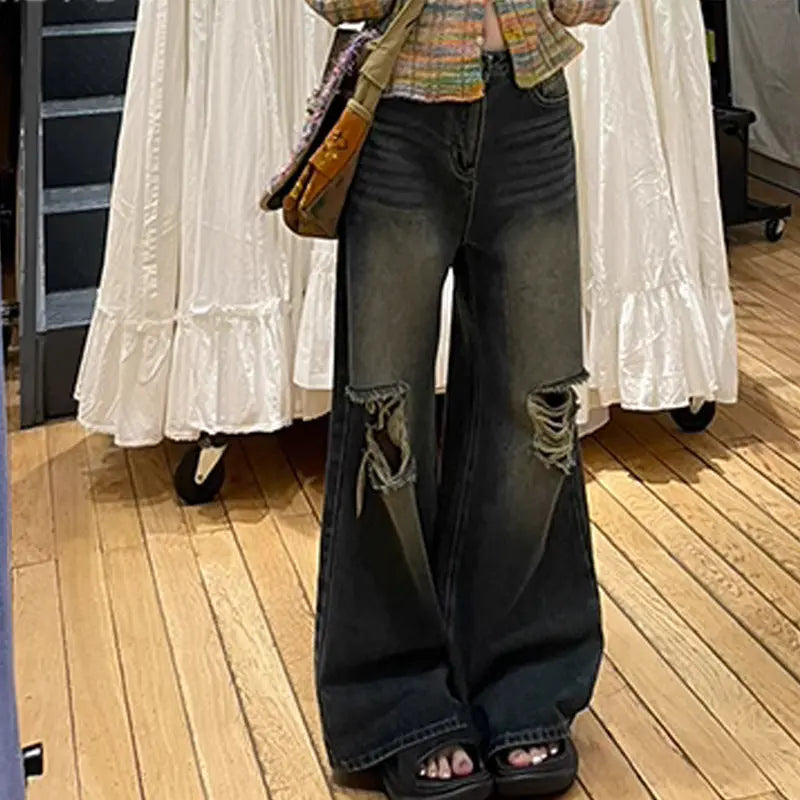 Retro Washed Ripped Jeans For Women Mijn winkel