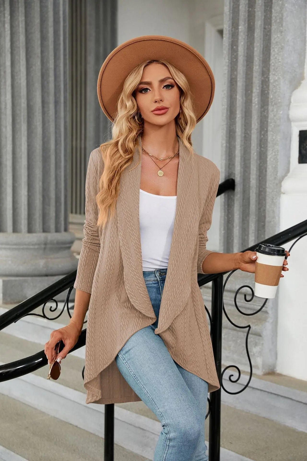 Women's Casual Lightweight Open Front Cardigans  Soft Draped Long Sleeve Mijn winkel
