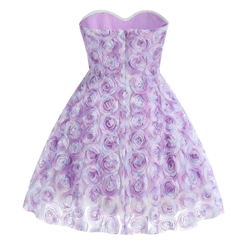 Purple Tube Top Flower Dress Women Mijn winkel