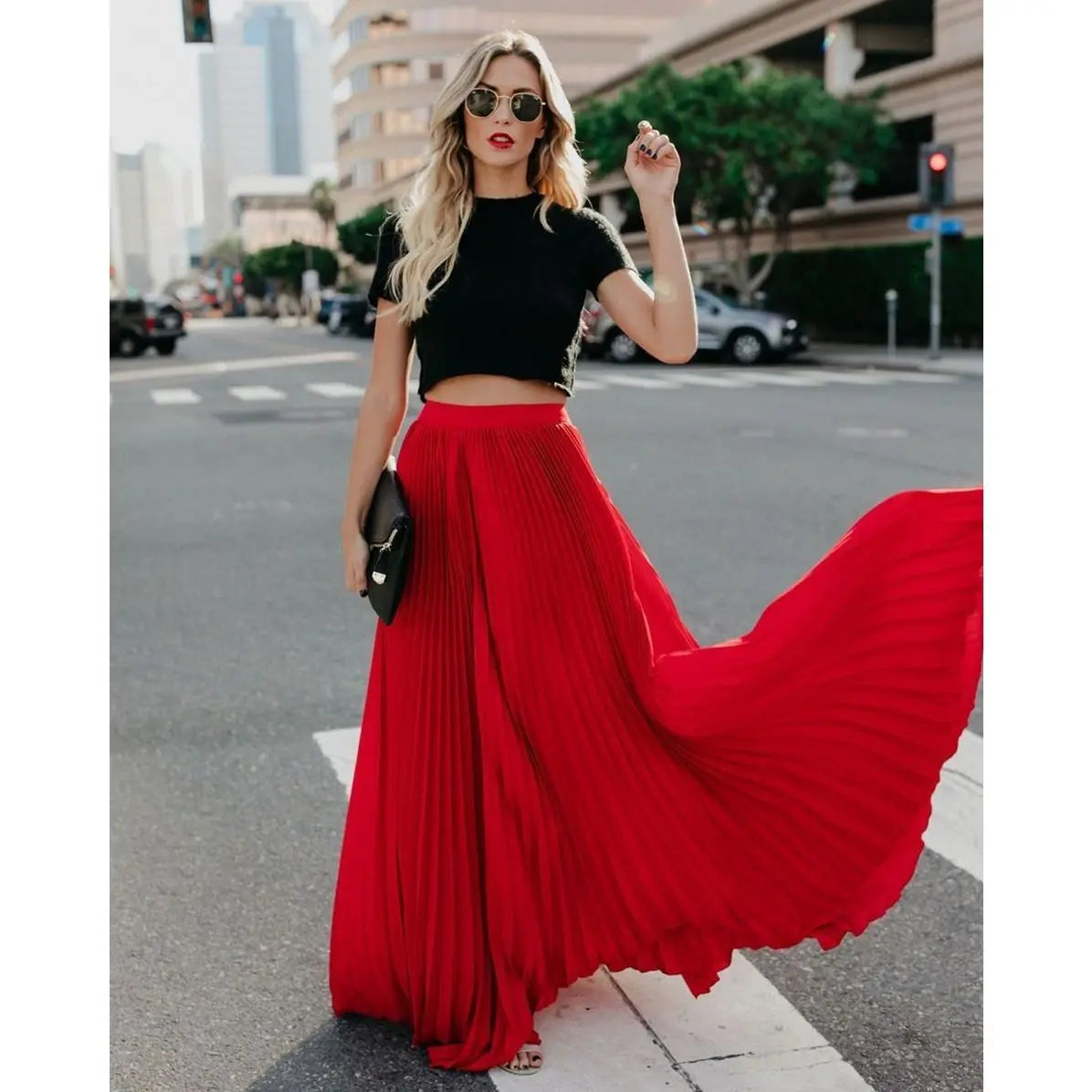 Women fashion casual skirt girls high Waist long skirts Mijn winkel