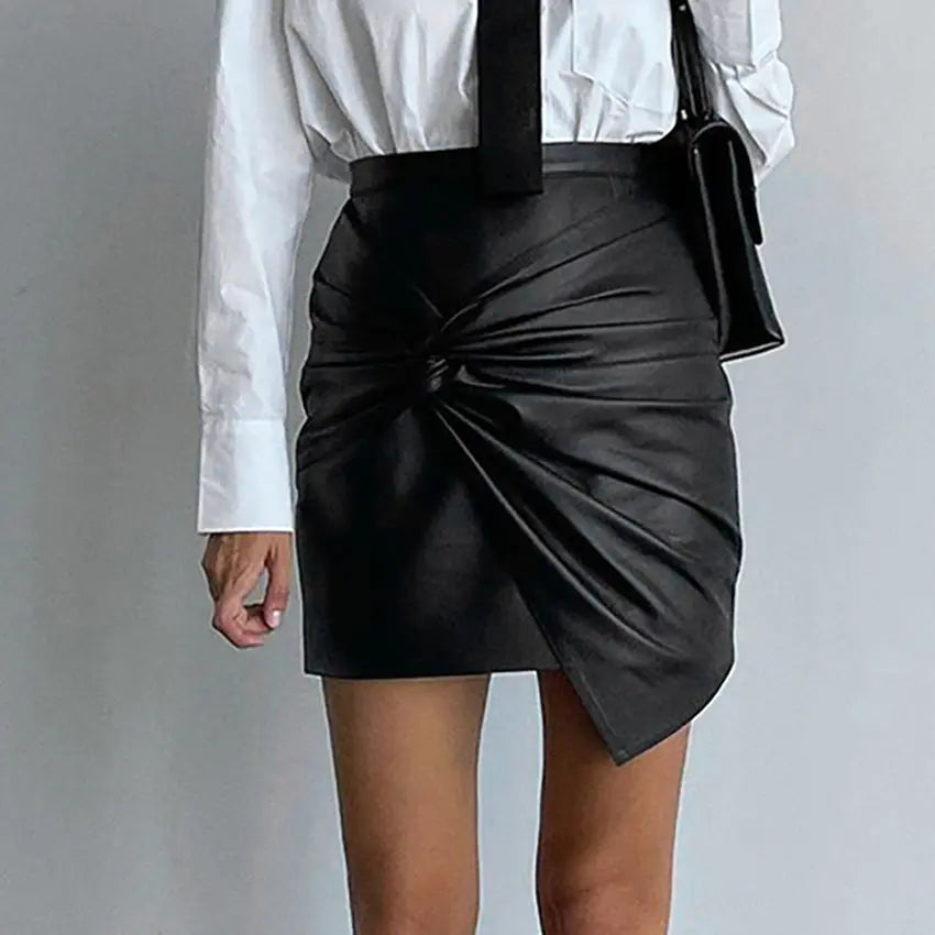 New European And American Leather Skirts Cross Bow Buttocks Mijn winkel