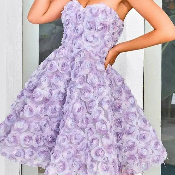 Purple Tube Top Flower Dress Women Mijn winkel