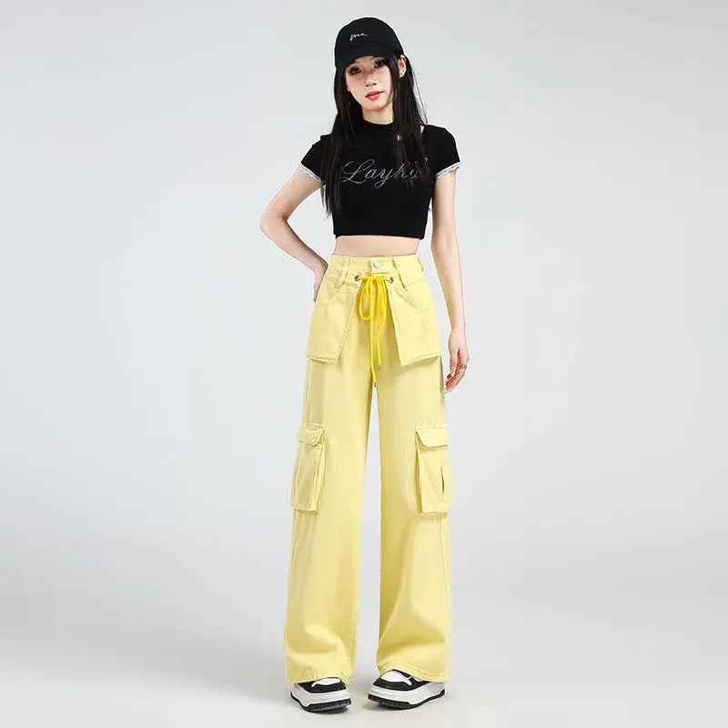 Lemon Yellow Overalls Jeans For Women Mijn winkel