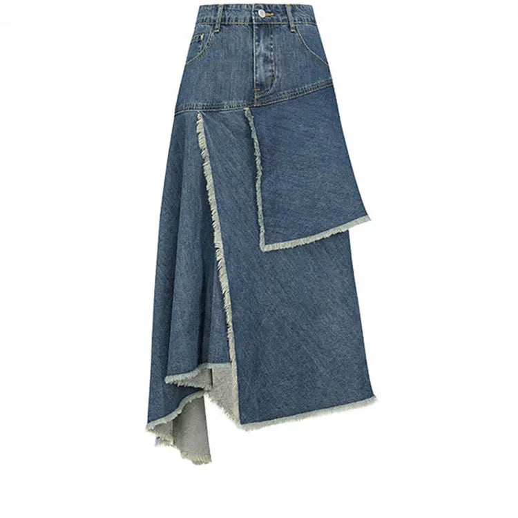 Spring Retro High Waist Women Irregular Denim Skirts Mijn winkel