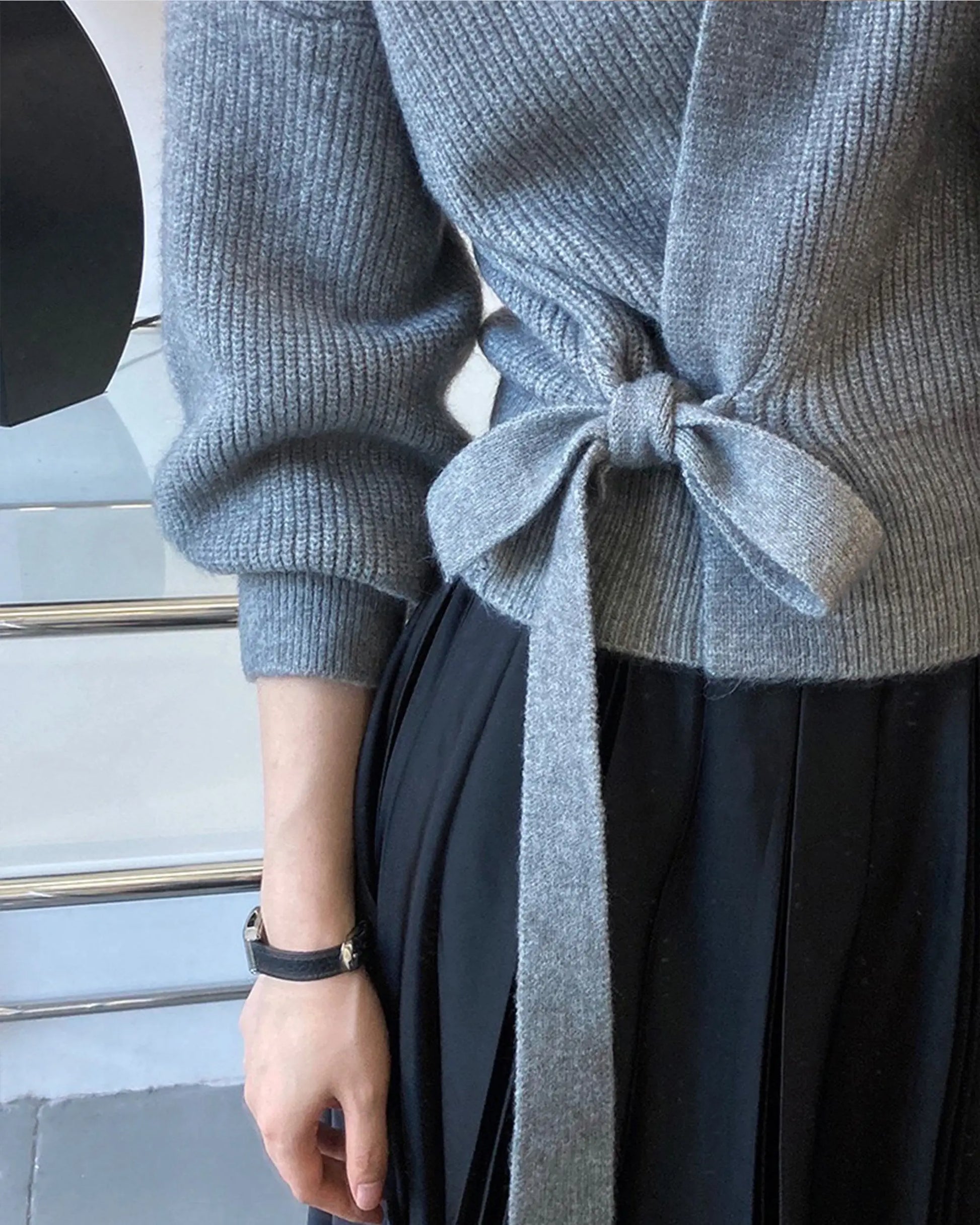 French Retro Knitted Cardigan Top V-neck Tie Loose Womens Sweater Coat, Handmade Spring Clothing, Womens Clothing Mijn winkel