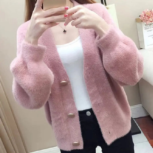 Fashionable Knitted Short Loose Outer Tops Women Mijn winkel