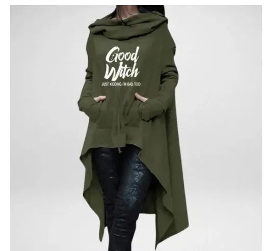 Letter Letters Print Hoodies For Women Long Irregular Sweats Mijn winkel