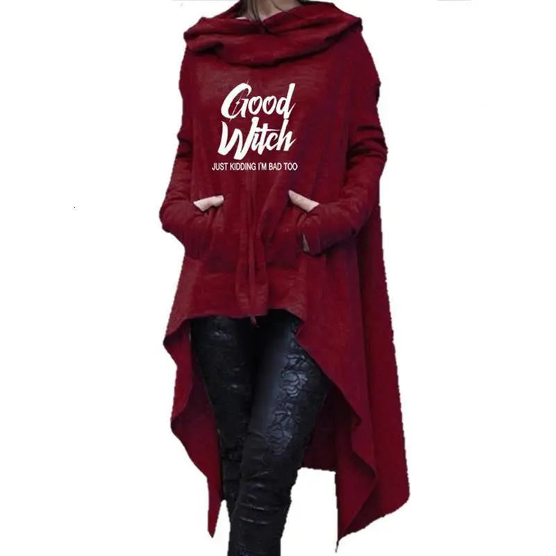 Letter Letters Print Hoodies For Women Long Irregular Sweats Mijn winkel