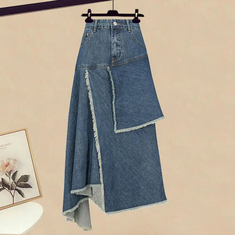 Spring Retro High Waist Women Irregular Denim Skirts Mijn winkel